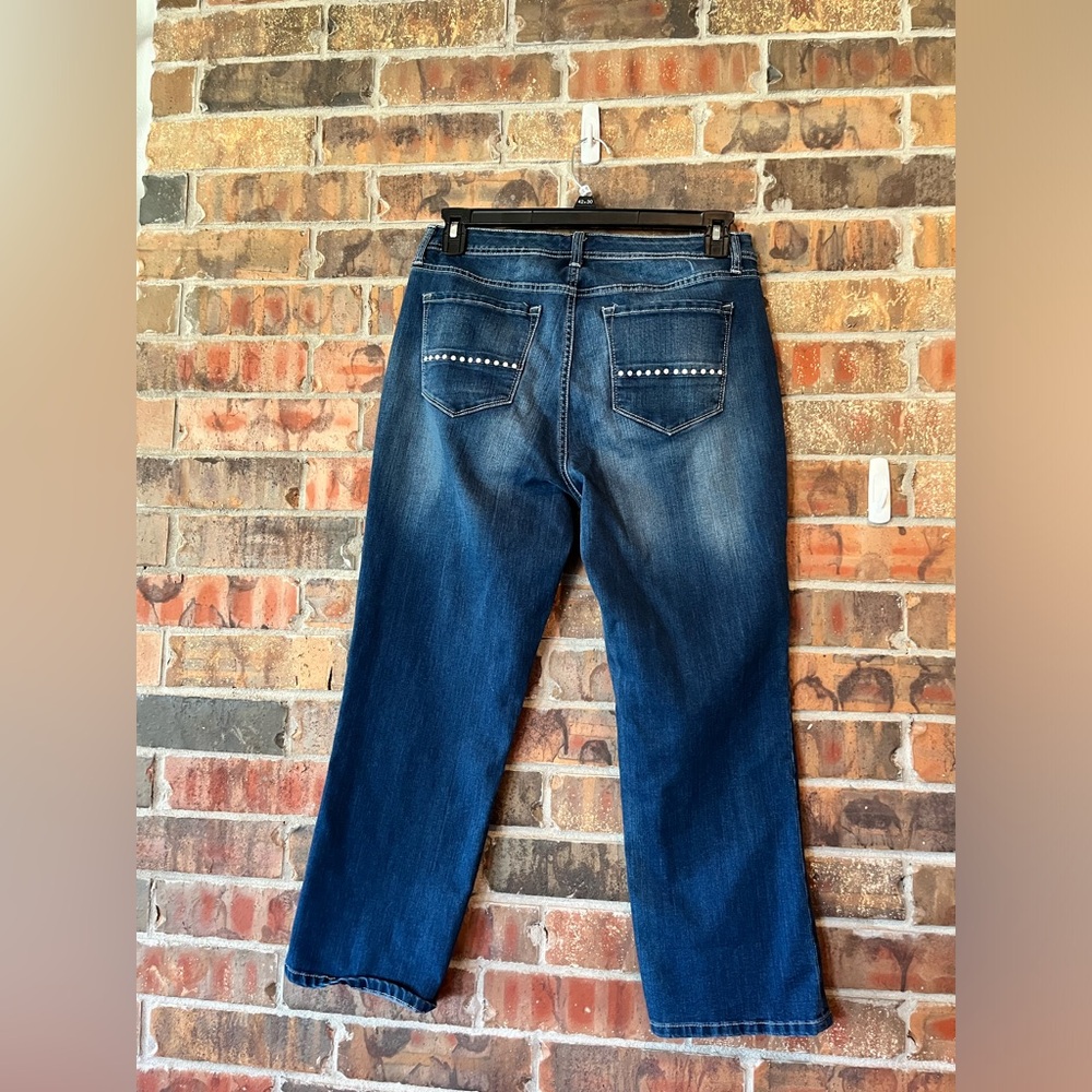 Nine West Women's Dark Wash Cuffed Capri Jeans Size:12 - Picture 2 of 7